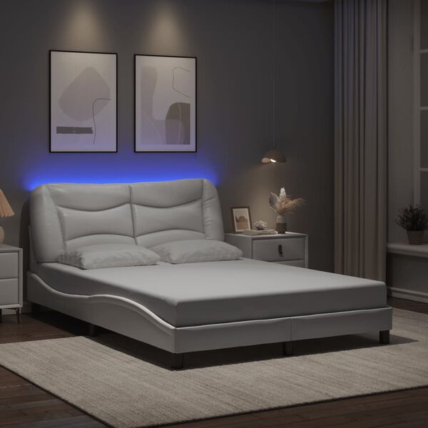 vidaXL Bed Frame with LED without Mattress "Hvar" White 120x200 cm
