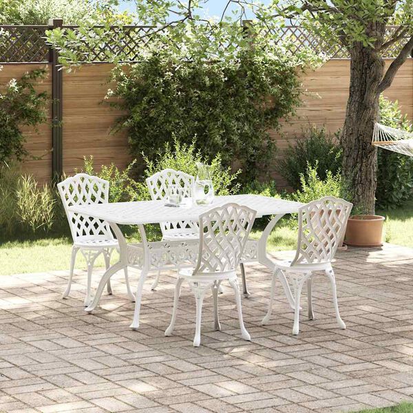 vidaXL Garden Dining Set 5 pcs White Aluminium