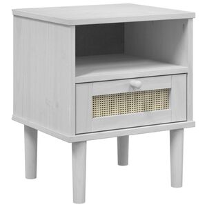 vidaXL Bedside Cabinet SENJA Rattan Look White 40x35x48 cm Solid Wood Pine
