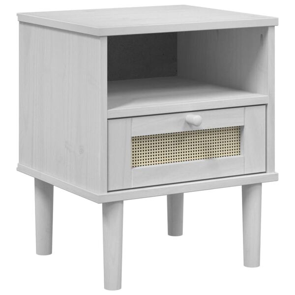 vidaXL Bedside Cabinet SENJA Rattan Look White 40x35x48 cm Solid Wood Pine