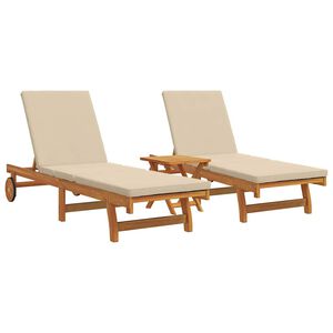 vidaXL Sun Lounger 3 pcs Solid Acacia Wood Brown