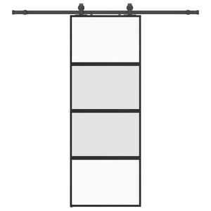 vidaXL Sliding Door with Hardware Set Black 76x205 cm Tempered Glass