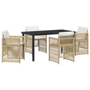 vidaXL Garden Dining Set 5 pcs Beige Powder-Coated Steel