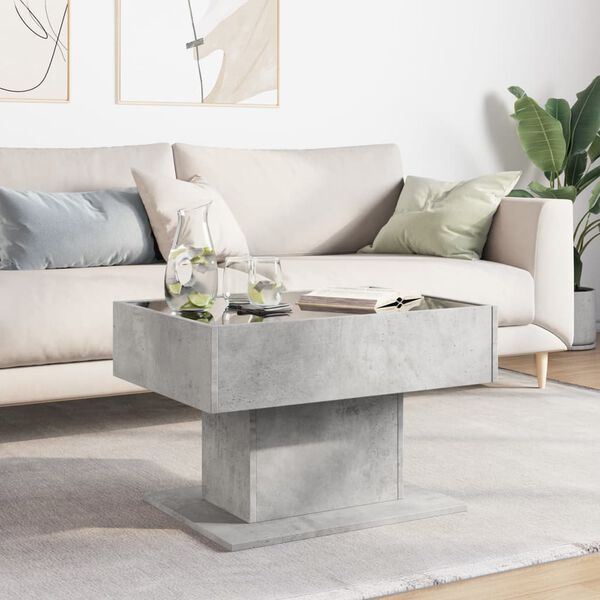 vidaXL Coffee Table with LED Concrete Grey 70x50x45 cm Engineered Wood