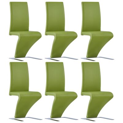 vidaXL Dining Chairs with Zigzag Shape 6 pcs Green Faux Leather