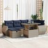 vidaXL 7 Piece Garden Sofa Set with Cushions Grey Poly Rattan Acacia