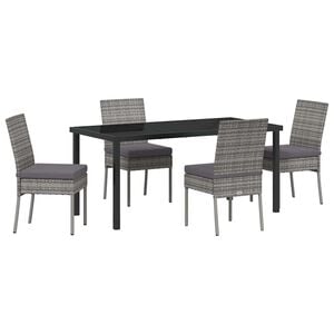 vidaXL Garden Dining Set 5 pcs Grey Powder-Coated Steel