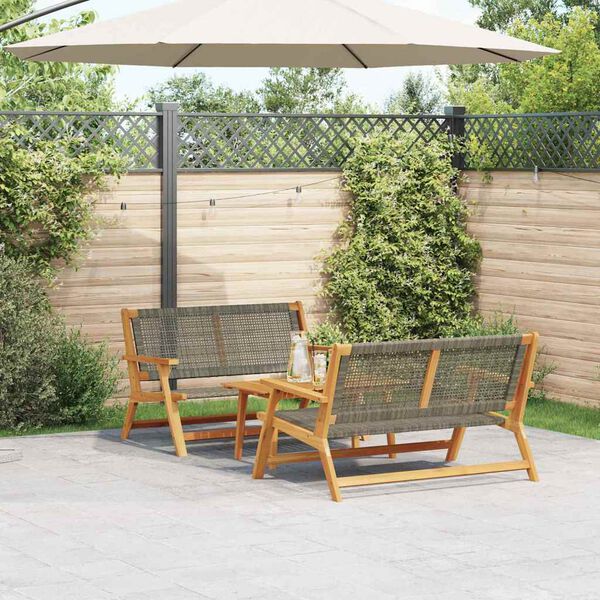 vidaXL Garden Chairs with Table 3 pcs Grey 90 x 45 x 40 cm