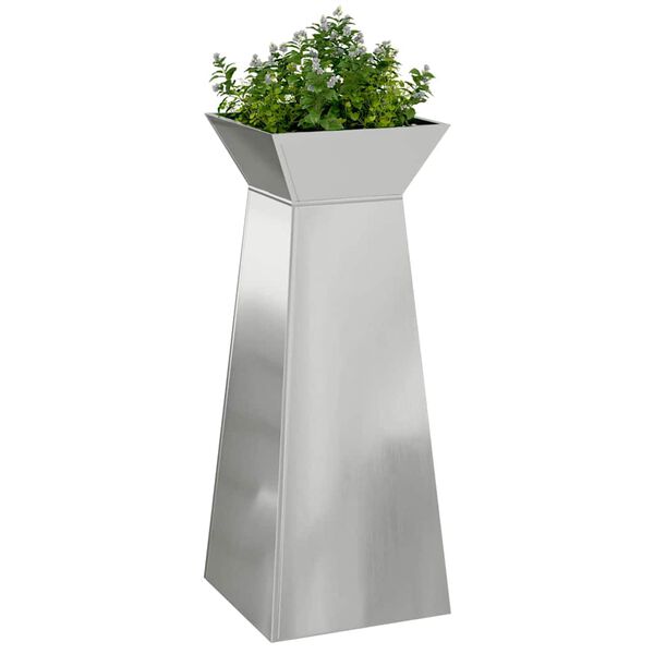 vidaXL Pillar Planter 2 pcs Silver 40 x 40 x 100 cm