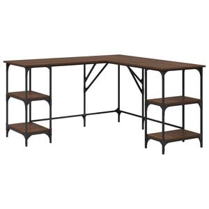 vidaXL Desk Brown Oak 139x139x75 cm Engineered Wood