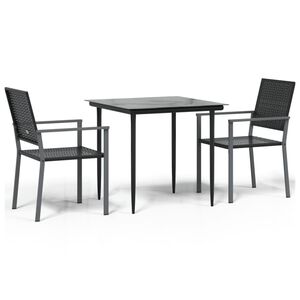 vidaXL 3 Piece Garden Dining Set Poly Rattan and Steel