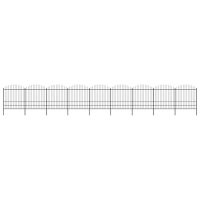 vidaXL Garden Fence with Spear Top Steel (1.75-2)x15.3 m Black