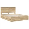 vidaXL Bed Frame with Drawer Sonoma Oak 160 x 200 cm Engineer Wood