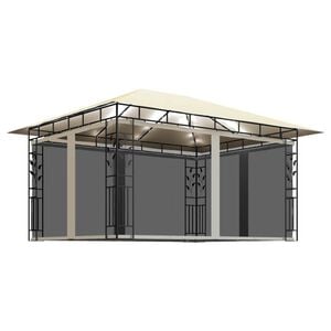 vidaXL Gazebo with Mosquito Net&LED String Lights 4x3x2,73 m Cream