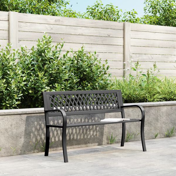 vidaXL Garden Bench Black 120 cm Steel