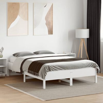 vidaXL Bed Frame White 140x190 cm Solid Wood Pine