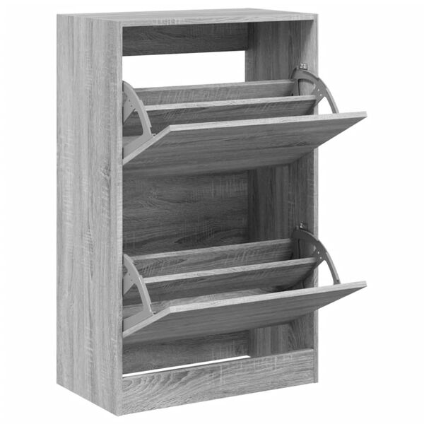 vidaXL Shoe Cabinet Grey Sonoma 60x34x96.5 cm Engineered Wood