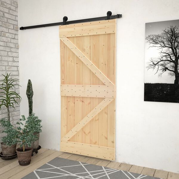 vidaXL Sliding Door with Hardware Set 80x210 cm Solid Pine Wood