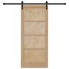 vidaXL Sliding Door Natural and Black 86 x 198.5 cm Solid Pine Wood