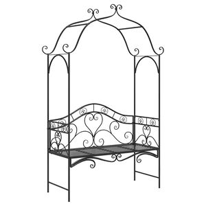 vidaXL Garden Bench Black 121 x 48 x 200 cm Steel