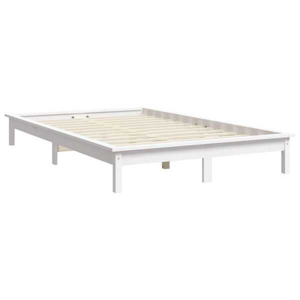 vidaXL Bed Frame without Mattress White Solid Wood Pine King Size