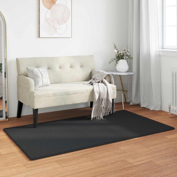vidaXL Faux Rabbit Fur Rug Olite Black 60 x 110 cm Polyester