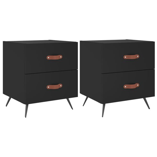 vidaXL Bedside Cabinets 2 pcs Black 40x35x47.5 cm Engineered Wood