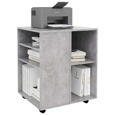 vidaXL Rolling Cabinet Concrete Grey 60x53x72 cm Engineered Wood