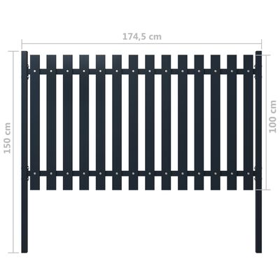 vidaXL Fence Panel Anthracite 174.5x100 cm Powder-coated Steel