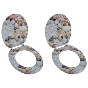 vidaXL Toilet Seats with Lids 2 pcs MDF Pebbles