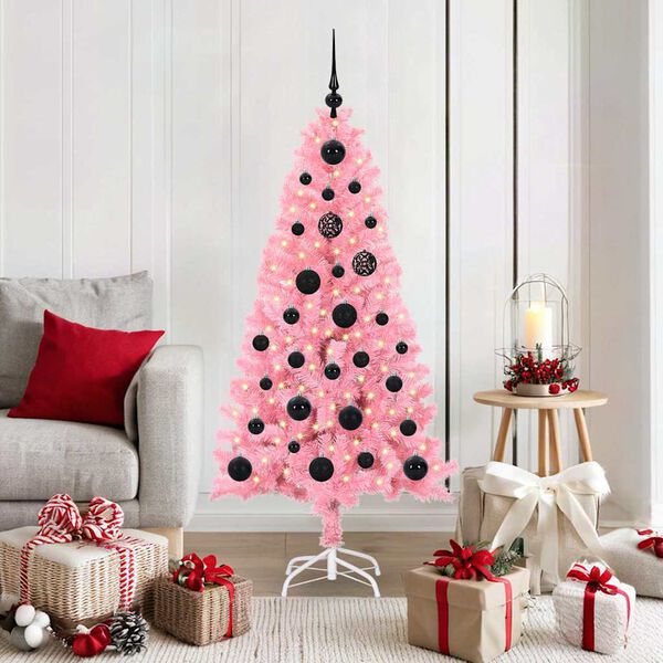 vidaXL Christmas Tree with 150 LEDs with Stand Pink 150 cm PVC