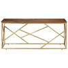 vidaXL Coffee Table Gold Stainless Steel and Solid Sleeper Wood