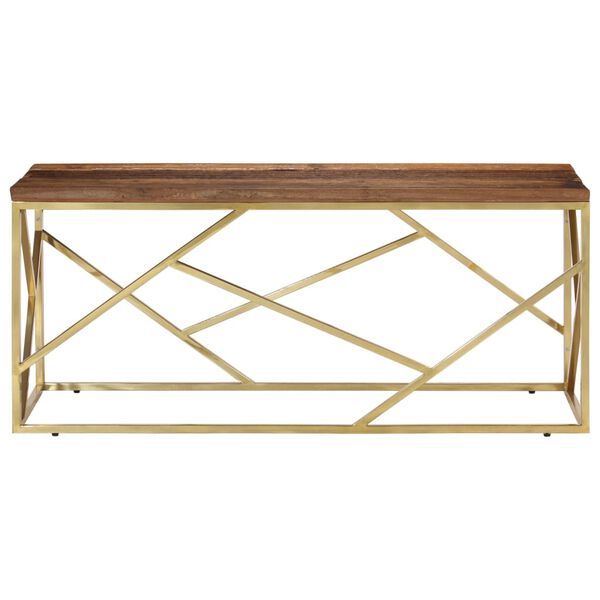 vidaXL Coffee Table Gold Stainless Steel and Solid Sleeper Wood