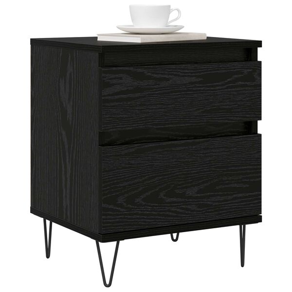 vidaXL Bed Cabinet Black Oak 40 x 35 x 50 cm Engineered Wood