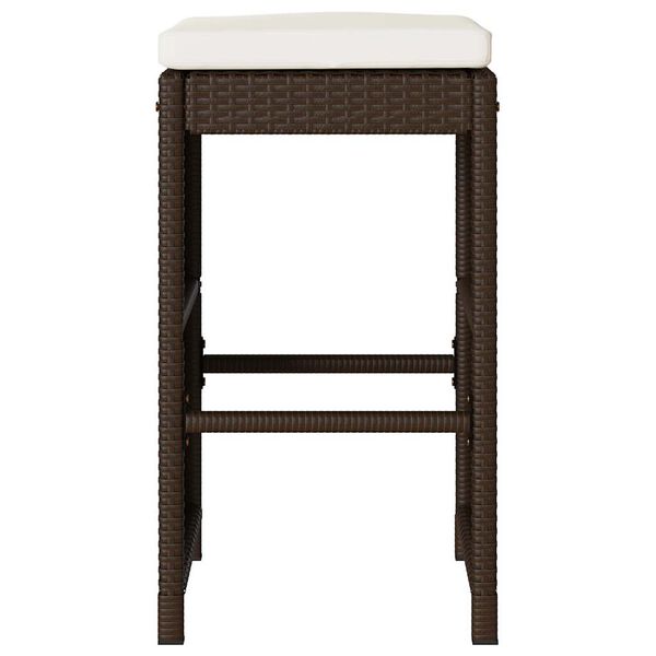 vidaXL Garden Bar Stools with Cushions 6 pcs Brown Poly Rattan