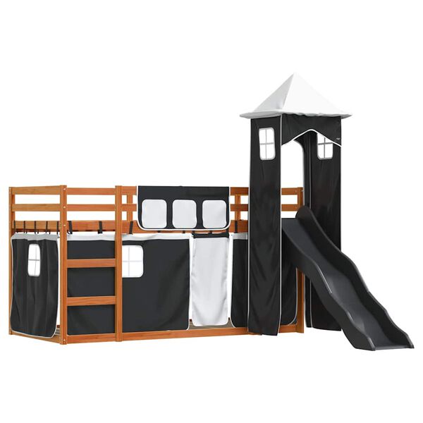 vidaXL Bunk Bed without Mattress with Slide White and Black 90x200 cm
