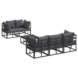 vidaXL Garden Sofa Set 6 pcs Black Steel