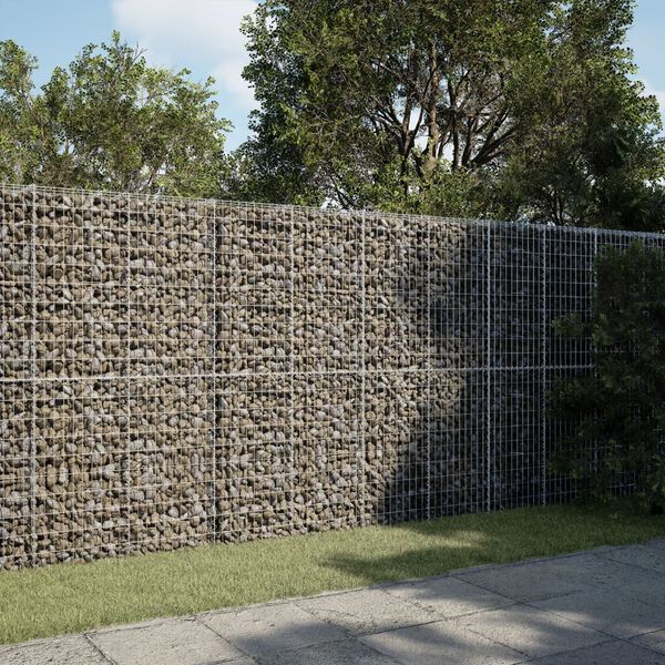 vidaXL Gabion Basket with Cover 300x50x200 cm Galvanised Iron