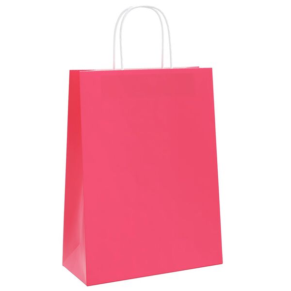 vidaXL Paper Bags 50 pcs with Handles Pink 26x12x35 cm