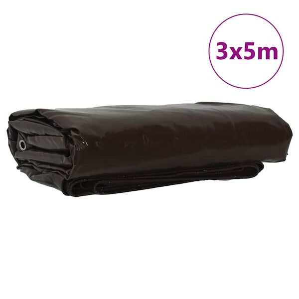 vidaXL Tarpaulin 650g / m&sup2; Brown 3 x 5 m Canvas with PVC Coating