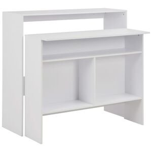 vidaXL Bar Table | White | Engineered wood | 130x40x120 cm | Expandable
