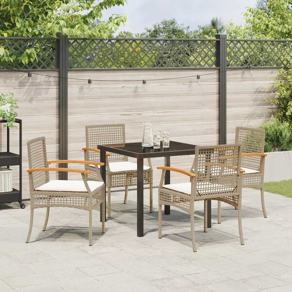 vidaXL Garden Dining Set 5 pcs Beige Poly Rattan
