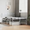vidaXL Metal Bed Frame without Mattress with Footboard White 120x200cm
