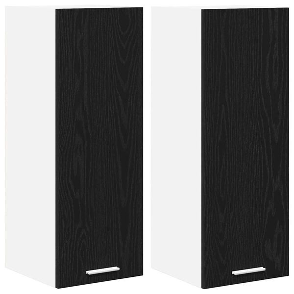 vidaXL Hanging Cabinet 2 pcs Black Oak and White 30 x 31 x 80 cm