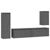vidaXL 4 Piece TV Cabinet Set Grey Solid Wood Pine