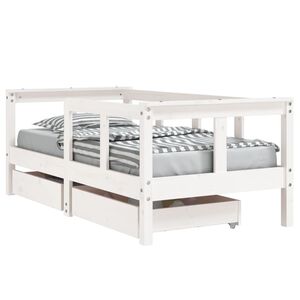 vidaXL Kids Bed Frame with Drawers White 70x140 cm Solid Wood Pine