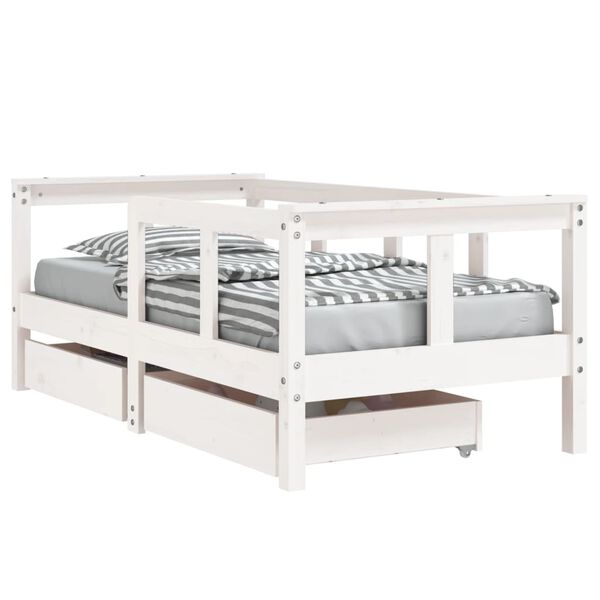 vidaXL Kids Bed Frame with Drawers White 70x140 cm Solid Wood Pine