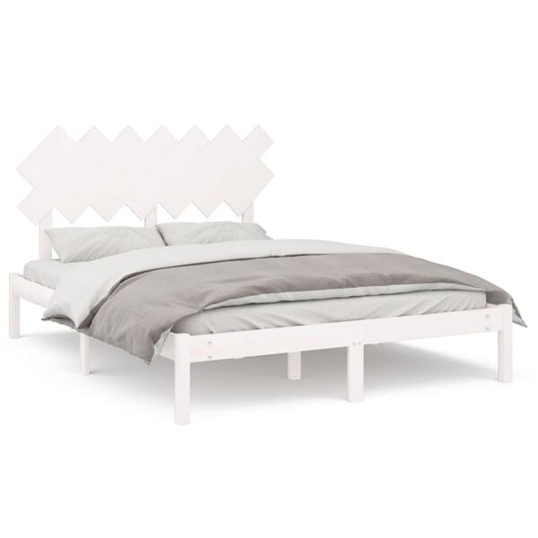 vidaXL Bed Frame without Mattress White 140x200 cm Solid Wood