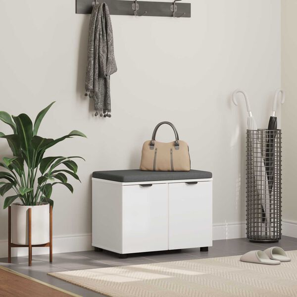 vidaXL Hall Bench with Cushion with Storage White 60 x 38 x 46 cm