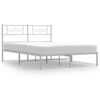 vidaXL Metal Bed Frame without Mattress with Headboard White 140x200cm